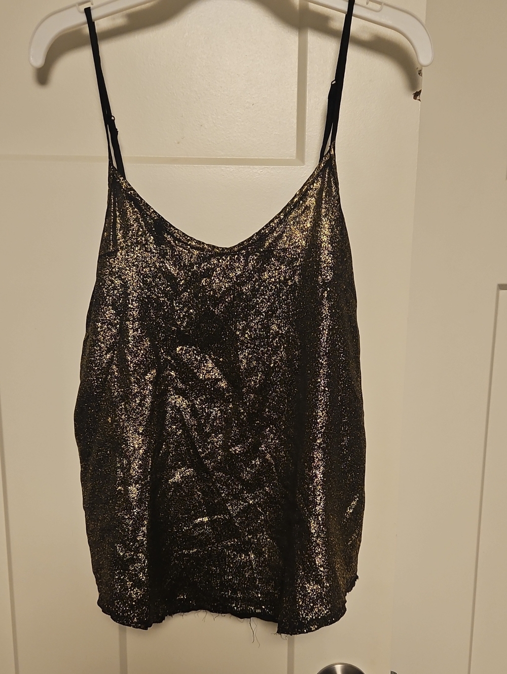 Metallic Black And Gold Cami Top